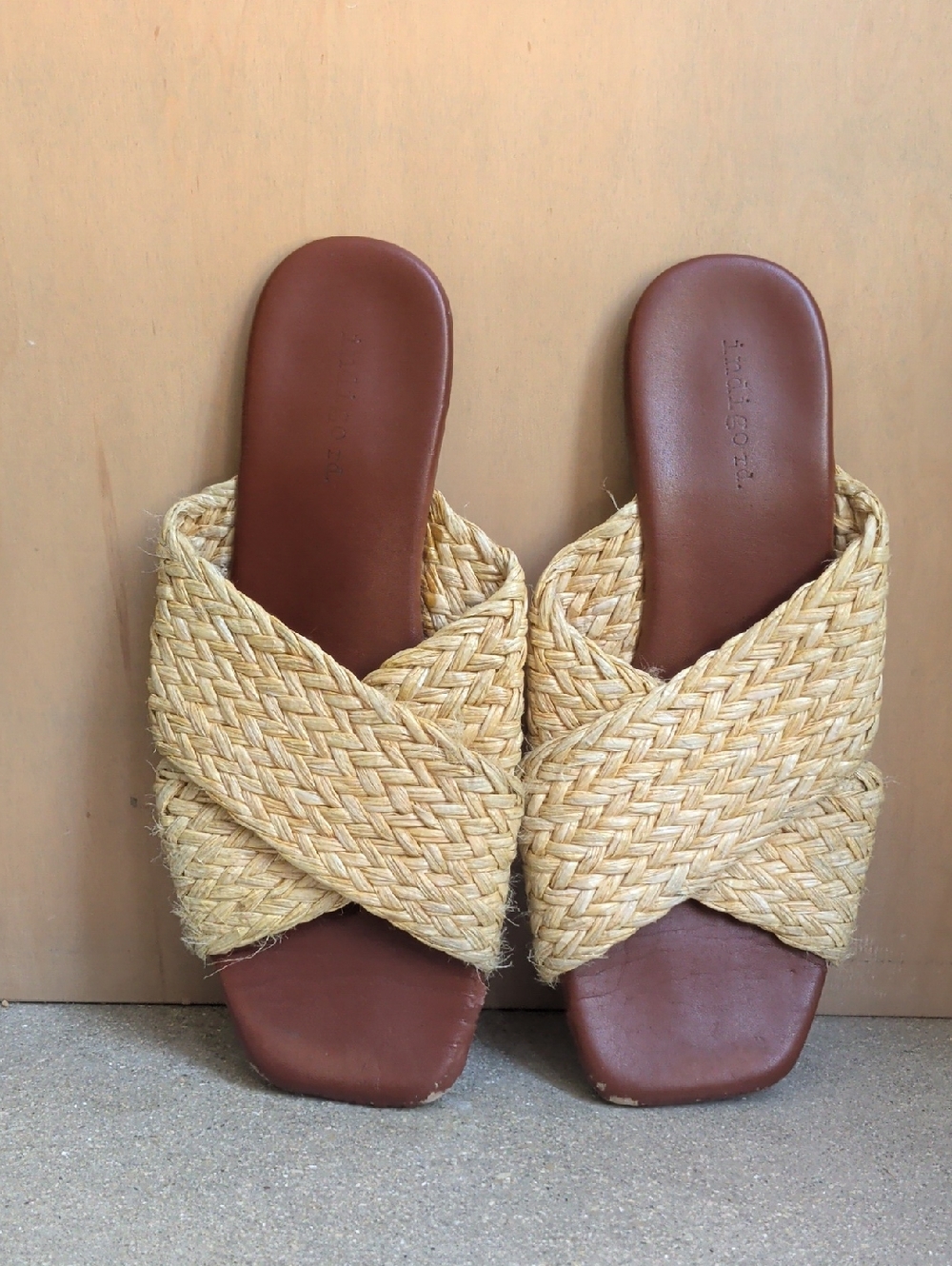 ❤️ Indigo Road Woven Rafia Slides Women's Size 8.5